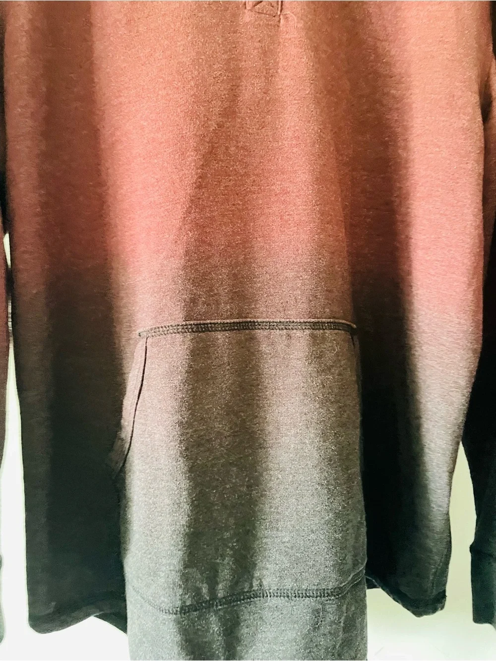 George Men's Hooded Henley Sweatshirt in Burgundy to Charcoal Ombre XL